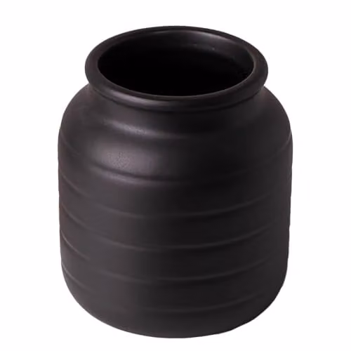 Leaf Design UK Black Geometric Ceramic Tabletop Vase Planter W/D/H: 13 x 13 x 14 cm – 1