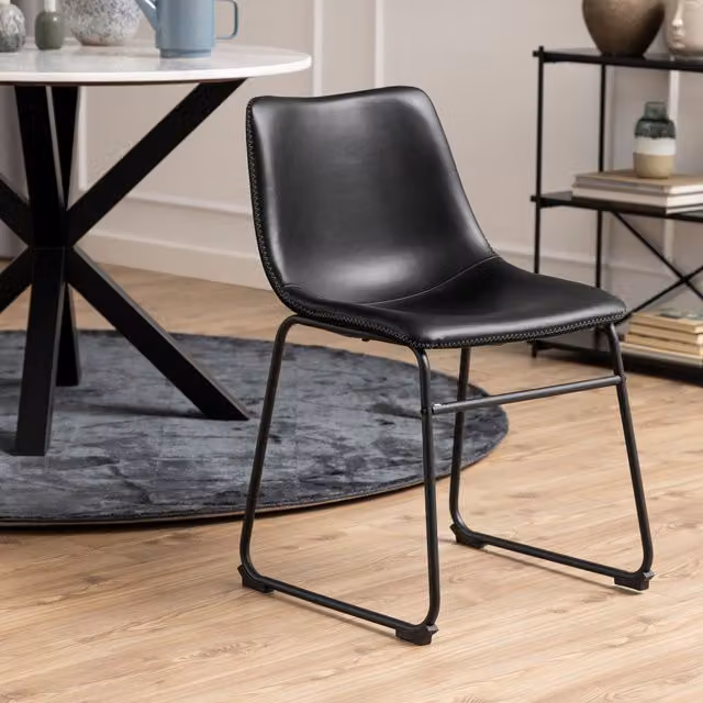 Chilli Seating Oregon Dining Chair Set of 2 in Black Synthetic Leather