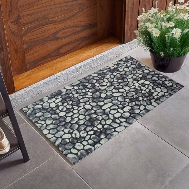 Nicoman Pebble Stone Pattern Indoor and Outdoor Doormat, Grey, W: 60 cm, D: 40 cm