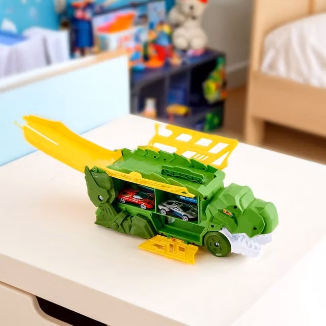 Livingandhome Green Race Track Set with Animals and Vehicles