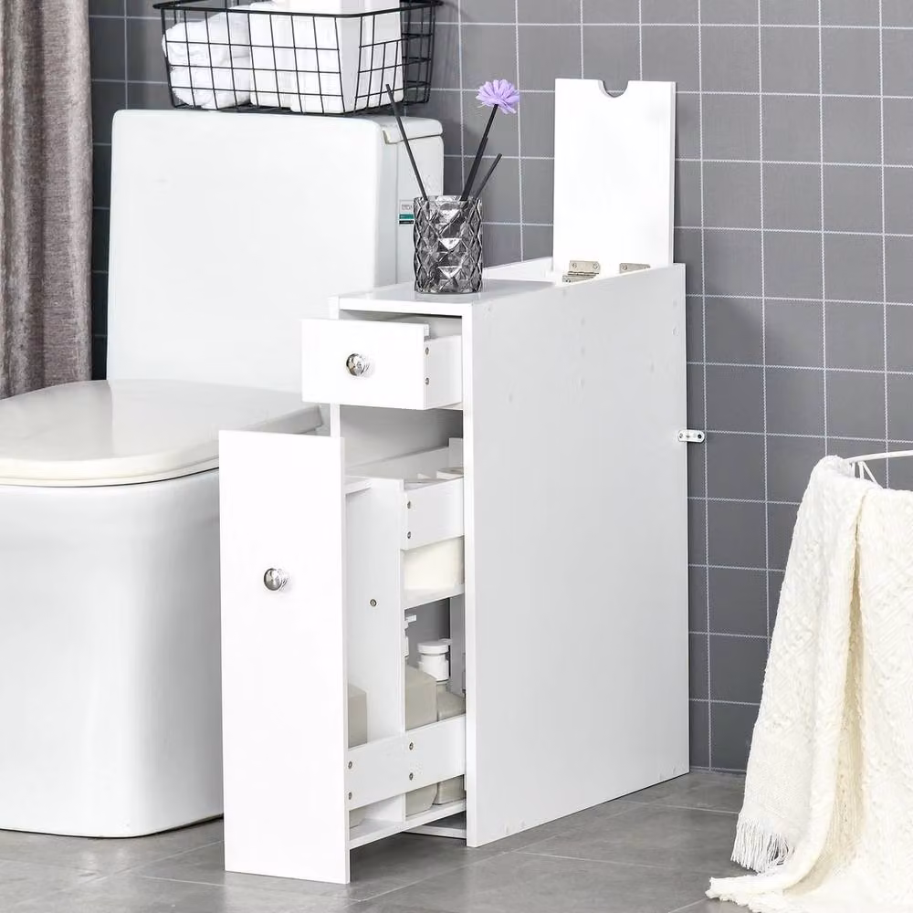 EONLION Modern Slim Bathroom Floor Cabinet in Matt White – 3