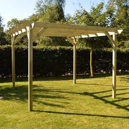 Buttercup Farm Rustic Wood Garden Pergola in Green, W: 480 cm, D: 240 cm, H: 270 cm – 2