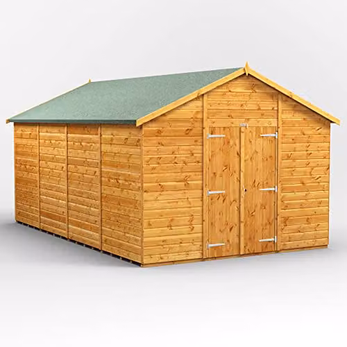 Powersheds Premium Pent Wooden Garden Shed with Double Doors in Natural Brown – 1