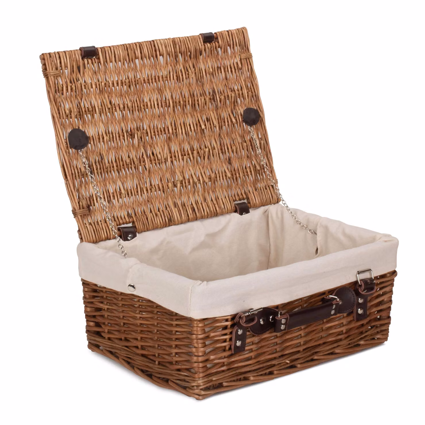 Red Wicker Double Steamed Picnic Basket with White Cotton Lining, 40 cm – 2