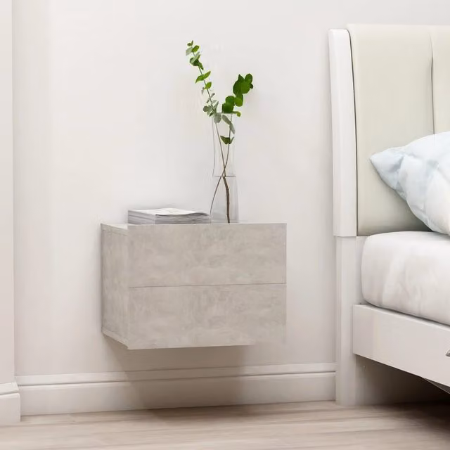 Berkfield Home Bedside Cabinet in Concrete Grey, W/D/H: 40 x 30 x 30 cm
