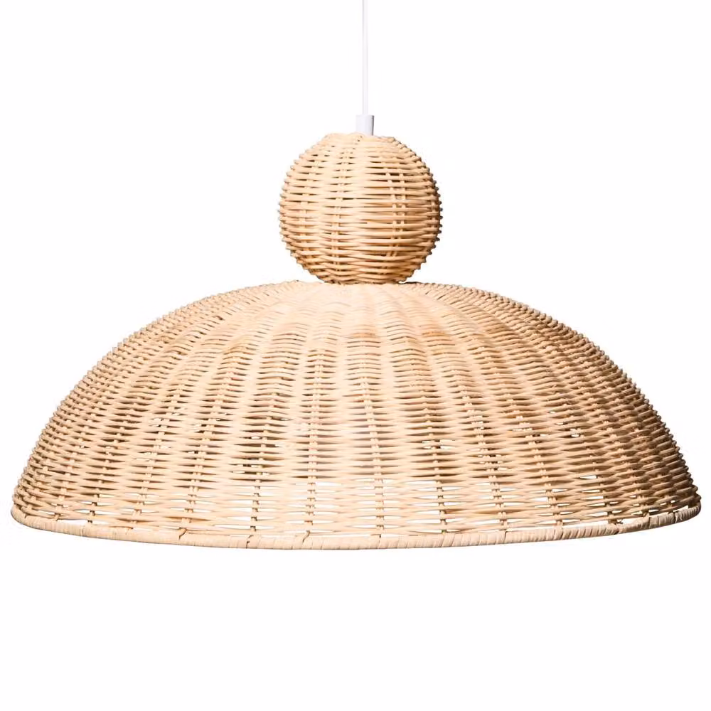 Wyld and Coco Large Handwoven Rattan Dome Pendant Lamp in Beige – 2