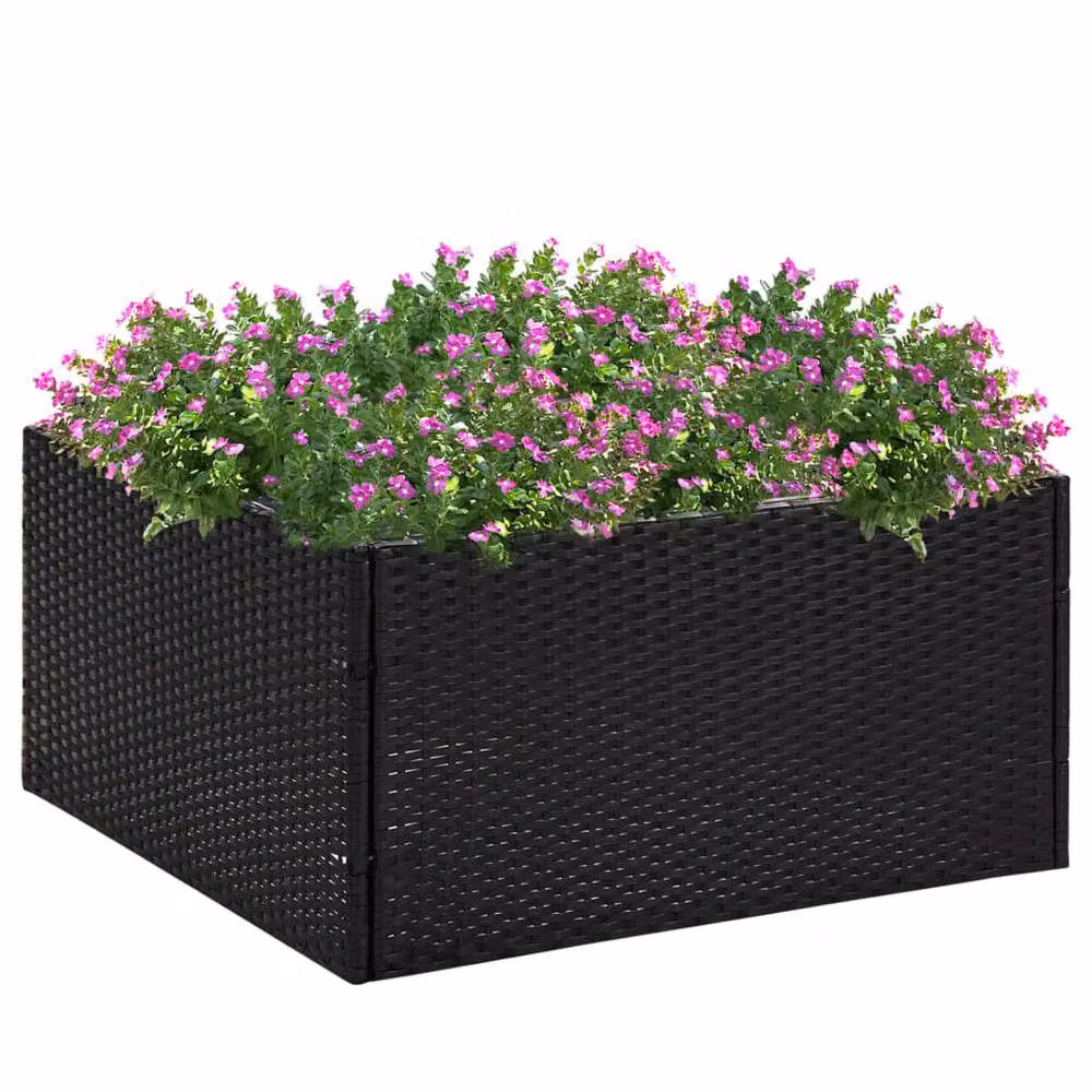 Berkfield Home Black Poly Rattan Garden Planter Tub W/D/H: 80 x 80 x 40 cm – 2