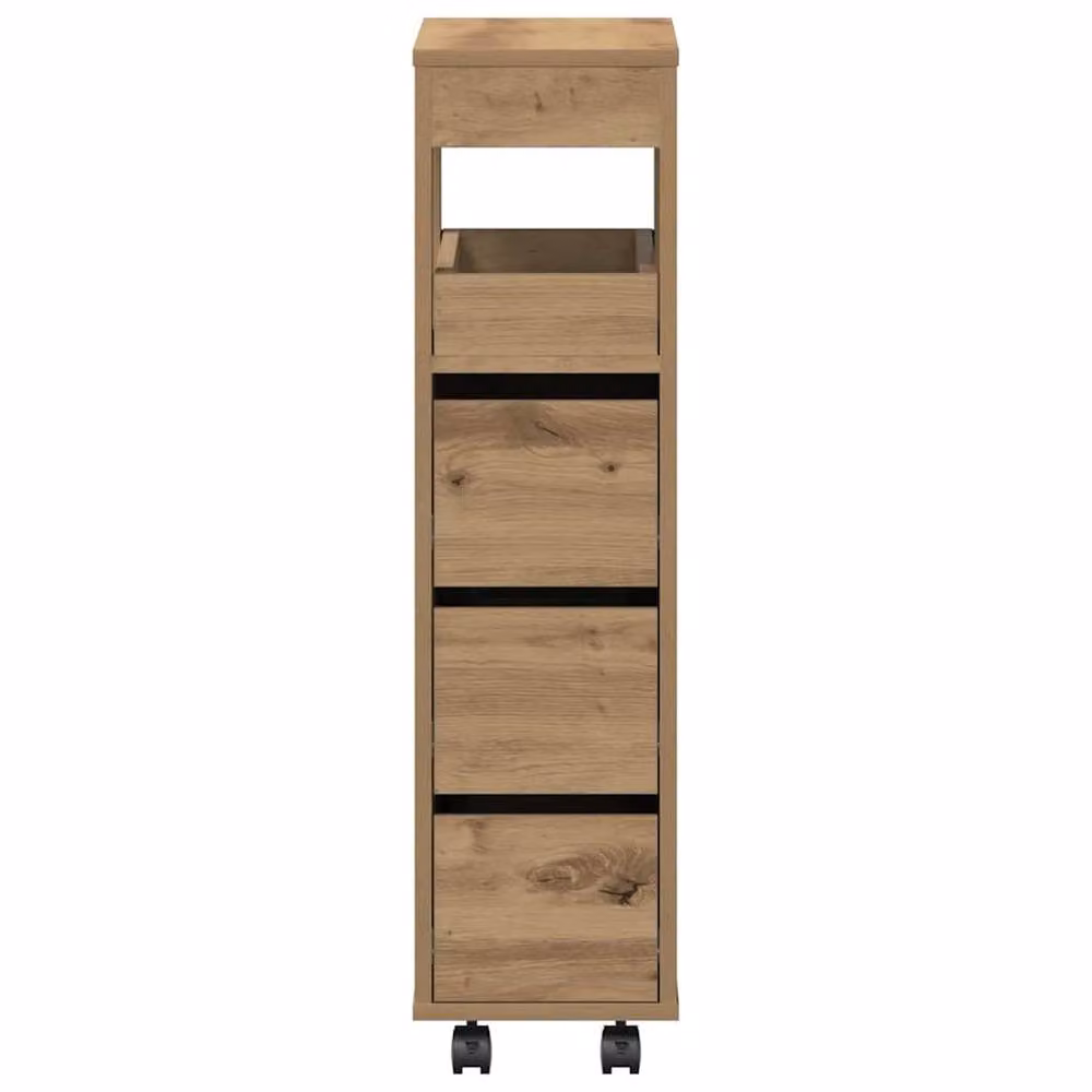 Berkfield Home Narrow Bathroom Cabinet with Wheels in Artisan Oak Brown – 2