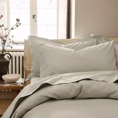 Christy Set of 2 Organic Cotton 200TC Percale Oxford Pillowcases in Beige – 1