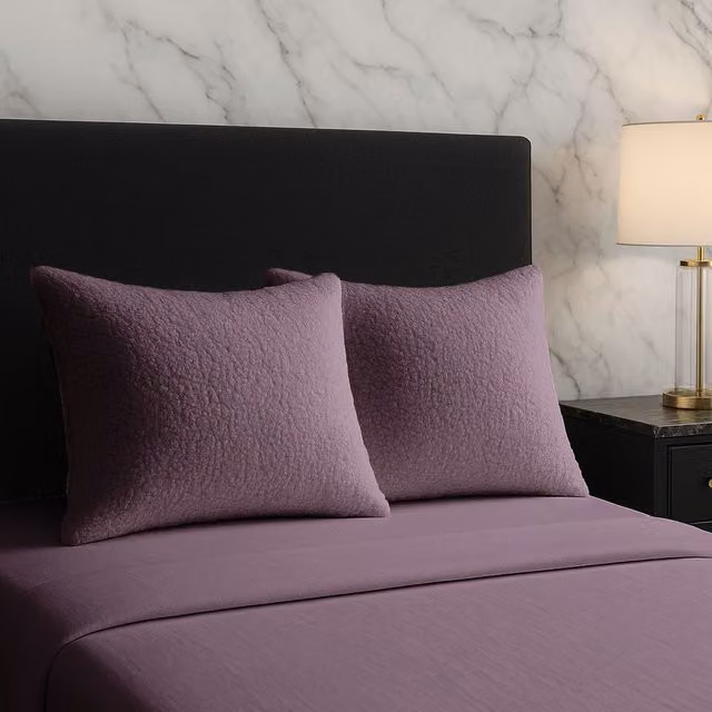 Home Sweet Home UK Teddy Fleece Pillowcase Set of 2, Purple, W: 48 cm x L: 74 cm