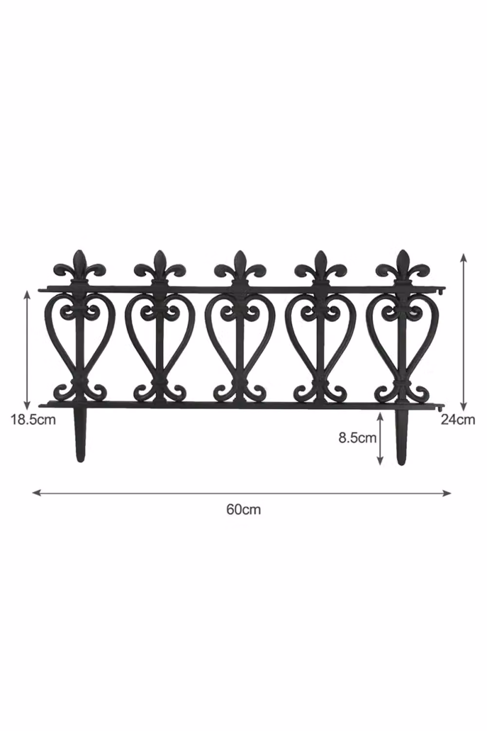 Living and Home 3-Piece Black Plastic Decorative Garden Border Fence – 3