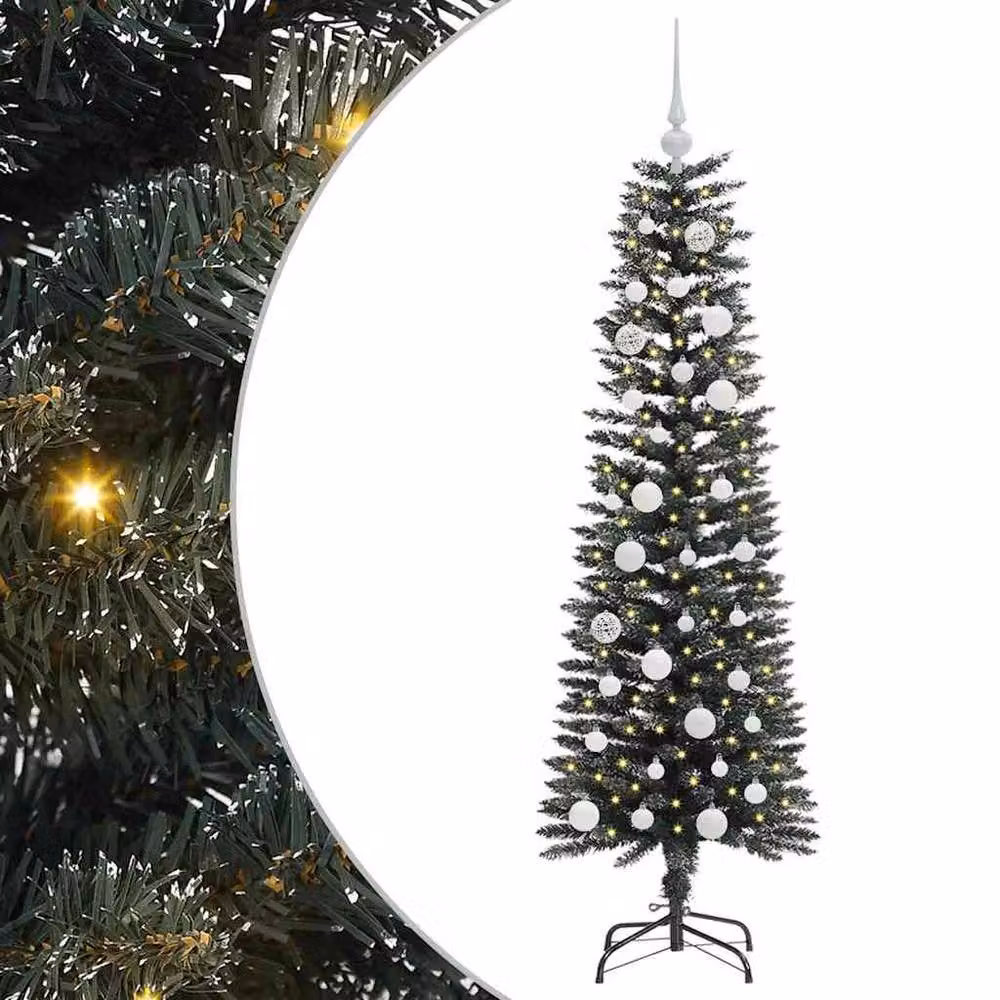 Berkfield Home Elegant Artificial Christmas Tree with 150 LEDs, Green, H x W x D: 150 x 43 x 43 cm – 3