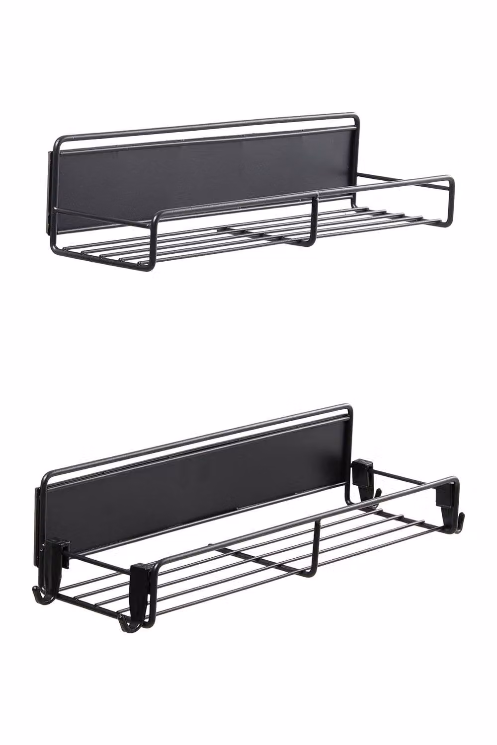 Living and Home Wall Mounted Magnetic Fridge Spice Rack and Storage Shelf, Black, 2 Pack – 3
