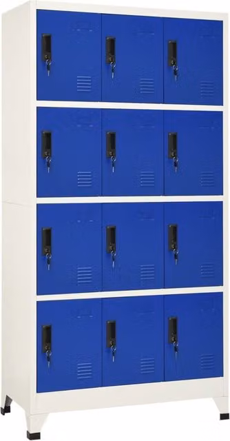 Berkfield Home Steel Locker Cabinet in Grey and Blue, W/D/H: 90 x 45 x 180 cm