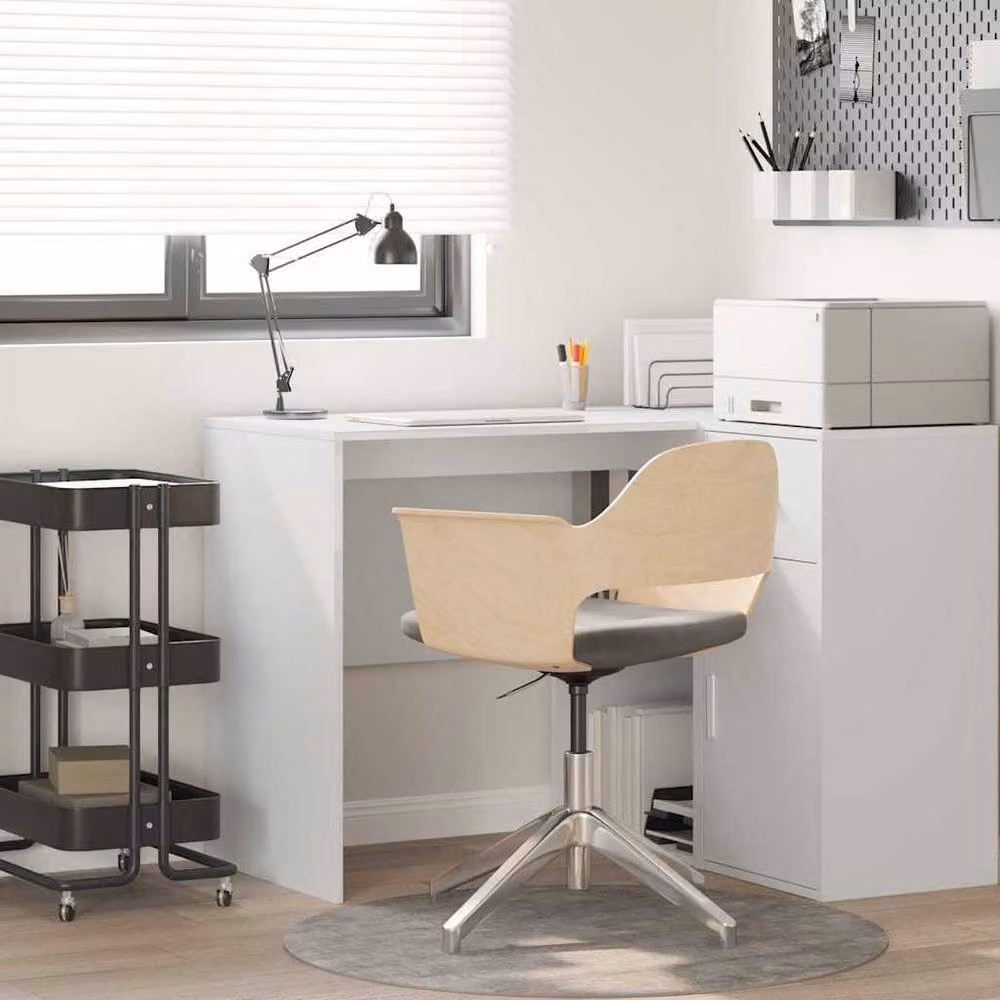 Berkfield Home White Writing Desk with Medium Storage in Engineered Wood, W/D/H: 102 x 50 x 75 cm – 2