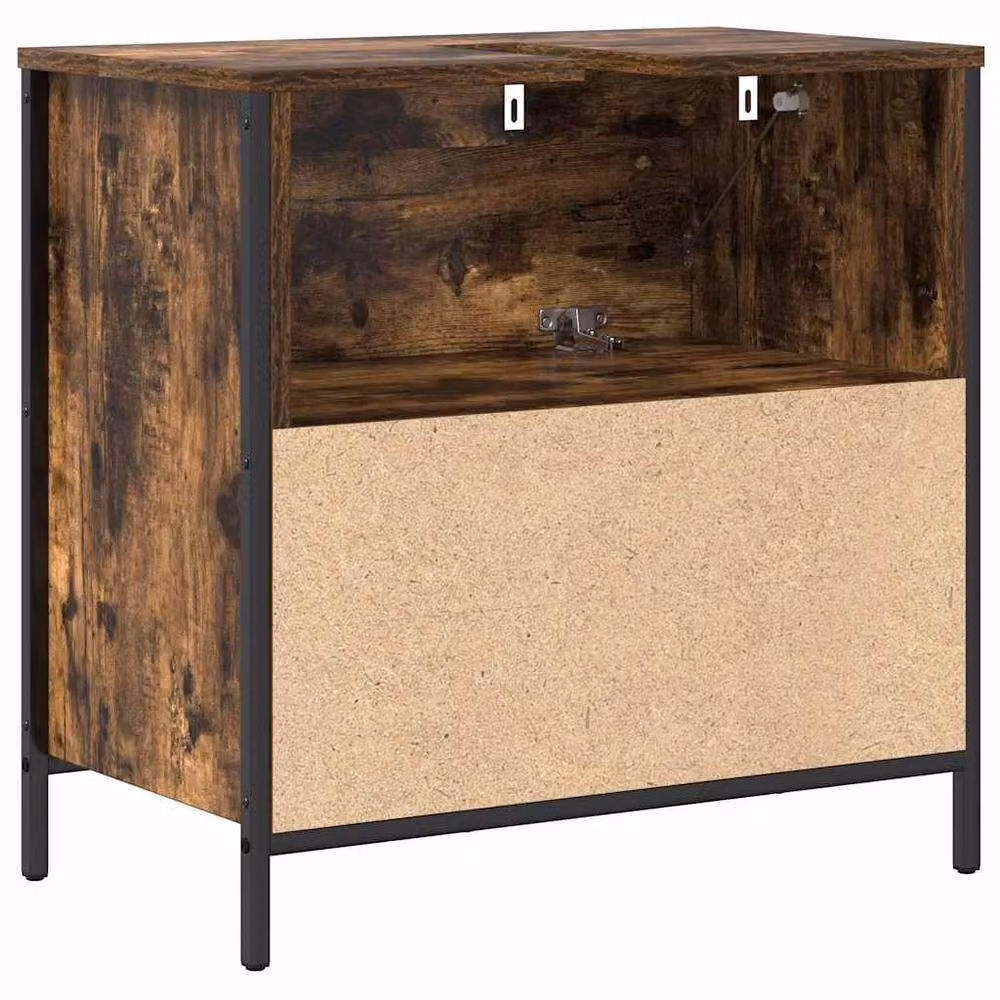 Berkfield Home Bathroom Basin Cabinet with Drawers, Smoked Oak, Brown, W: 60 cm, D: 34.5 cm, H: 60 cm – 5