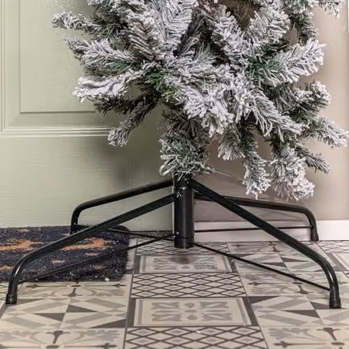 Samuel ALEXANDER 8ft Slimline Single Door Artificial Snow Flocked Christmas Tree in Green and White with 2000 Tips – 3
