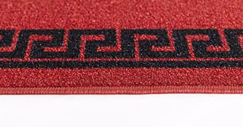Serdim Rugs Washable Graphic Rectangular Door Mat, Red and Black, W: 40 cm, D: 60 cm, H: 1 cm – 2