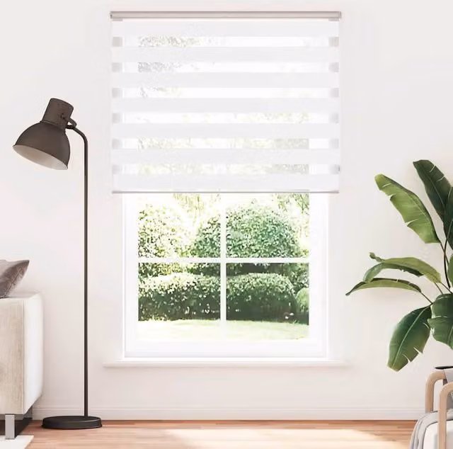 Berkfield Home White Zebra Day and Night Blind with Polyester Fabric, W: 140 cm, H: 200 cm