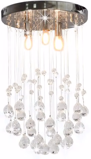 Berkfield Home Silver Sphere Ceiling Lamp with Crystal Beads and 3 x G9 Bulbs