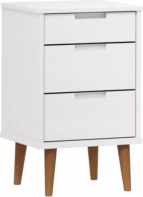 Berkfield Home MOLDE Bedside Cabinet in White Solid Pine Wood, W/D/H: 40 x 35 x 65 cm