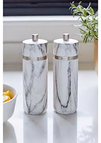MasterClass Salt or Pepper Grinder in White and Multicolour Marble Effect Plastic and Ceramic – 2