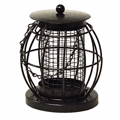 Kingfisher Mini Lantern Nut Feeder in Grey and Black Metal – 1