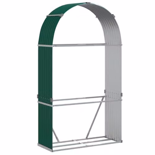 vidaXL Green Galvanised Steel Log Holder W/D/H: 120 x 45 x 210 cm – 1