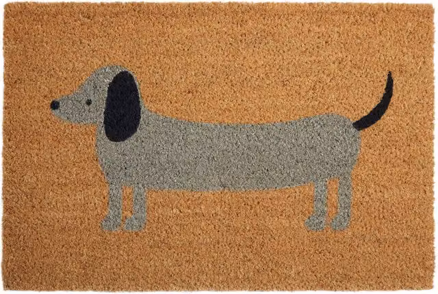 Premier Housewares Grey Daschund Design Non-Slip Coir Door Mat W/D/H: 60 x 40 x 2 cm – 1