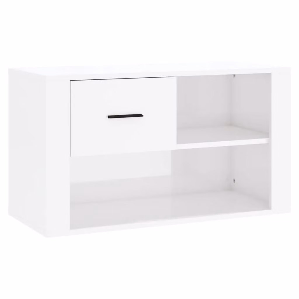 Berkfield Home High Gloss White Shoe Cabinet with Integrated Seat, W/D/H: 80 x 35 x 45 cm – 2