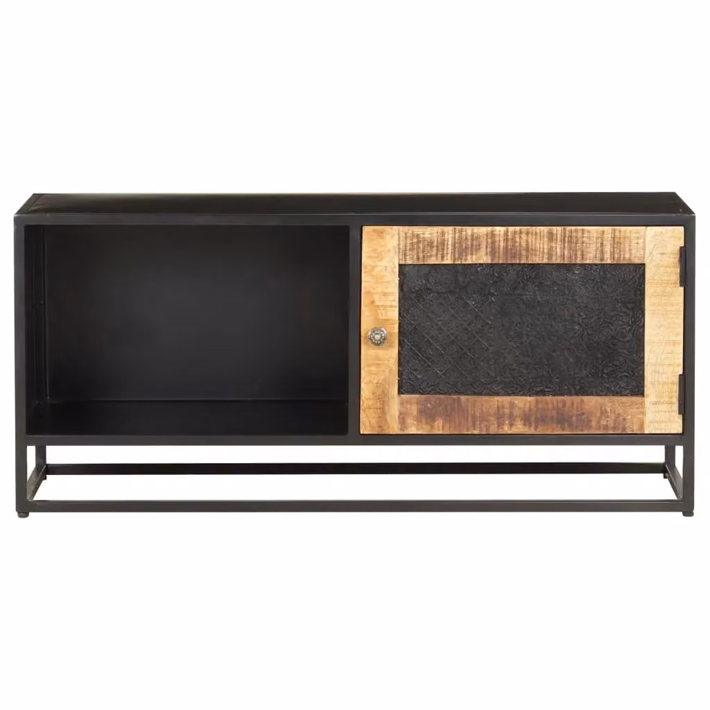 Berkfield Home Industrial TV Cabinet in Brown Rough Mango Wood, W/D/H: 90 x 30 x 40 cm – 2