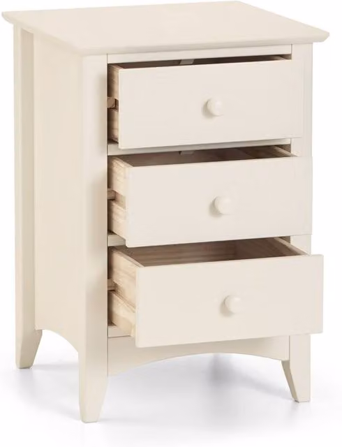 Cheshire Premium Luma 3 Drawer Bedside Unit in Stone White