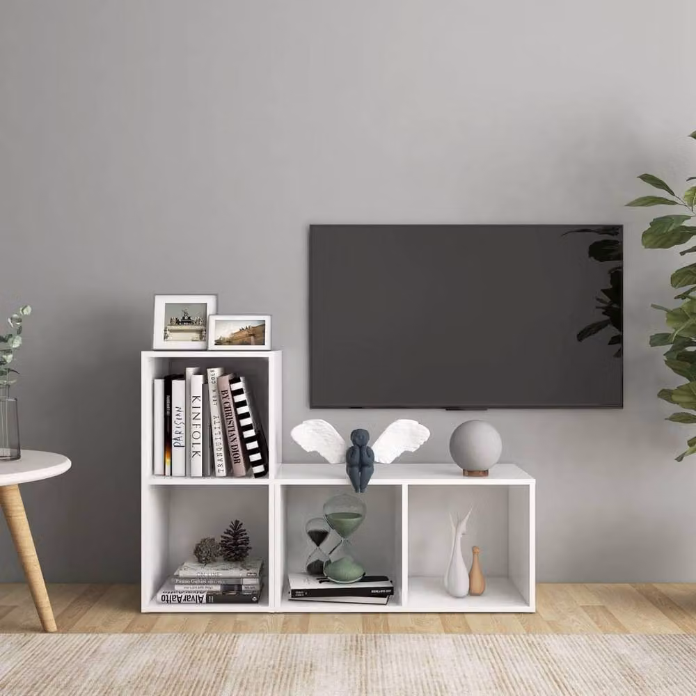 Berkfield Home Set of 2 White Matt MDF TV Cabinets, W/D/H: 72 x 35 x 36.5 cm – 2
