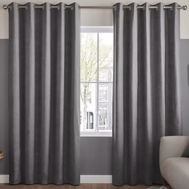 Terrys Florence Grey Velvet Made to Measure Eyelet Curtain Panel