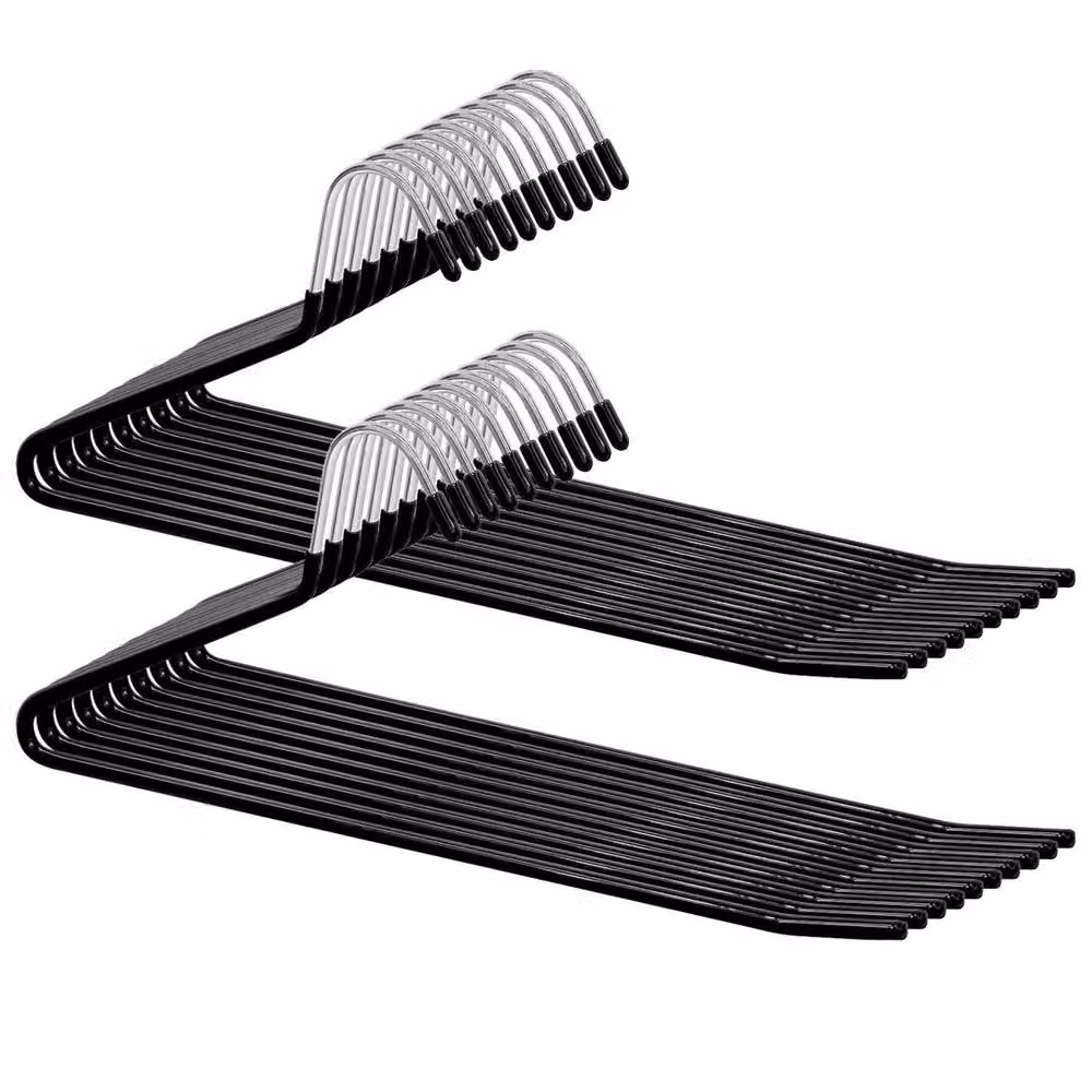 Havendro 20 Pack Heavy Duty Black Metal Non-Slip Space Saving Trouser Hangers – 5
