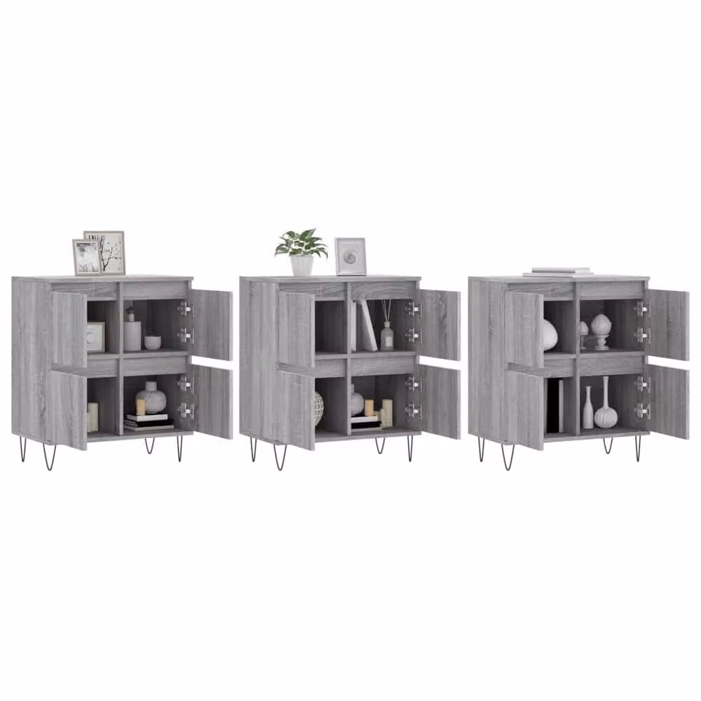 Berkfield Home 3-Piece Sideboard Set in Grey Sonoma Matt MDF – 3