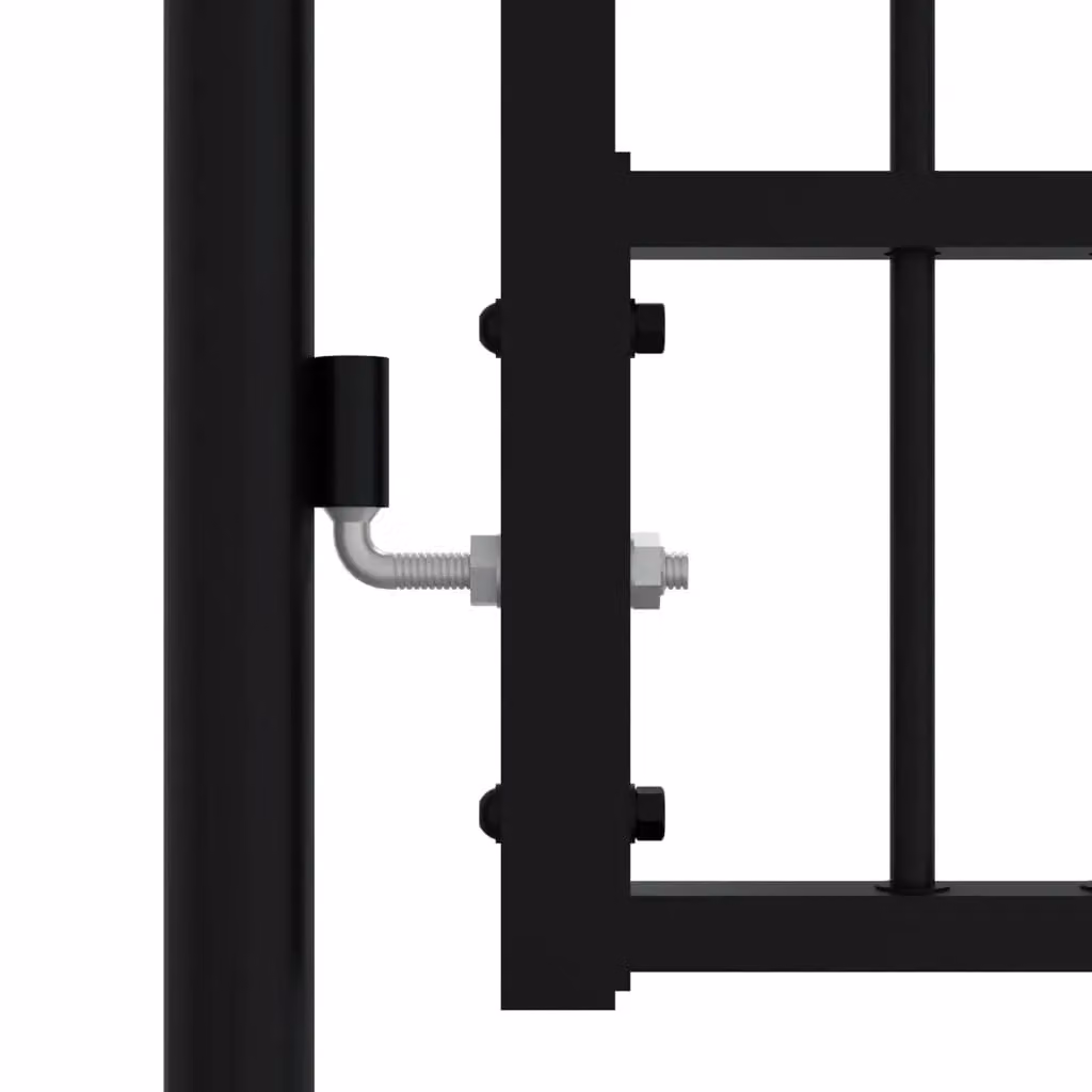 Berkfield Home Spear Top Fence Gate, Black Powder-coated Steel, W: 103 cm, H: 120 cm – 4