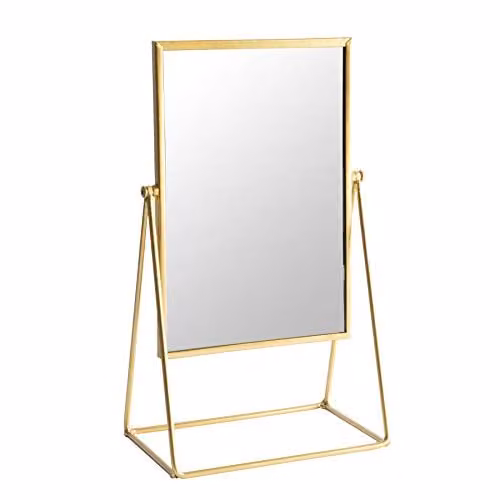 Harbour Housewares Modern Rectangular Tabletop Makeup Mirror in Gold, W: 39.0 cm, H: 22.0 cm, D: 15.0 cm