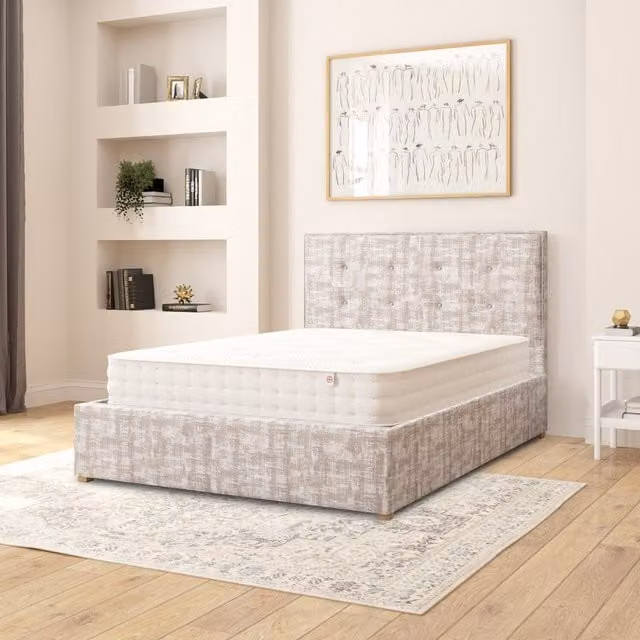 Aspire Presley Upholstered Velvet Ottoman Storage Bed in Grey, 140 x 200 cm