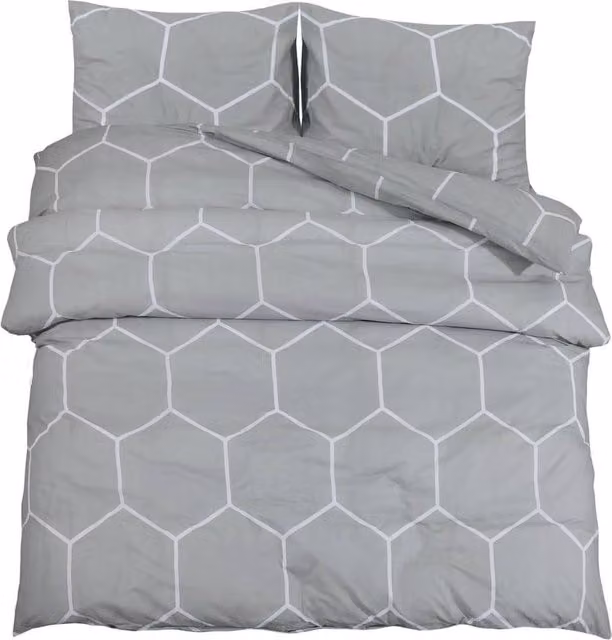 Berkfield Home Grey Cotton Duvet Cover and Pillowcase Set, W: 240 cm, H: 220 cm