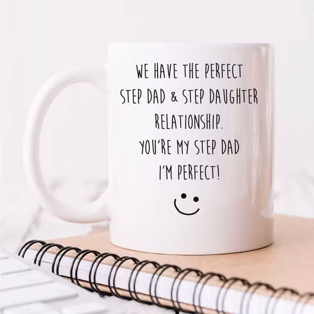 60 Second Makeover Men's White Ceramic Mug with Step Dad and Step Daughter Relationship Design – 1