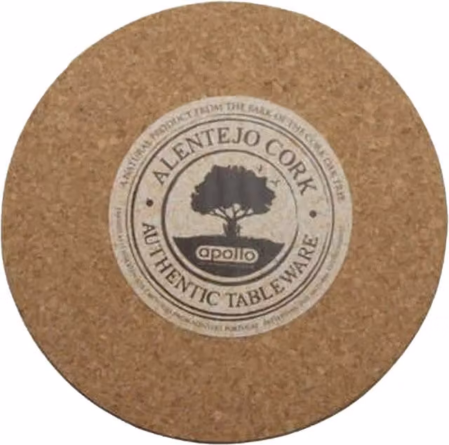 Apollo Round Cork Placemat Set in Brown and Multicolour, Diameter: 22 cm
