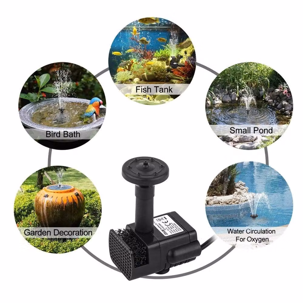 NESTLUNE Solar Powered Water Feature Pump for Garden Pools and Ponds, Black, W: 100 cm, D: 60 cm – 6