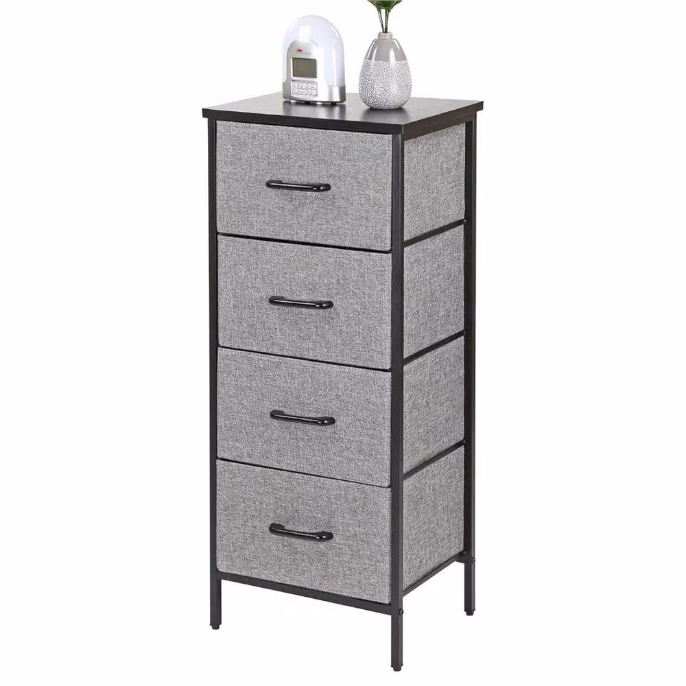 FLAVORA 4 Drawer Fabric Storage Unit with Wood Top in Grey W/D/H: 100 x 100 x 100 cm – 2