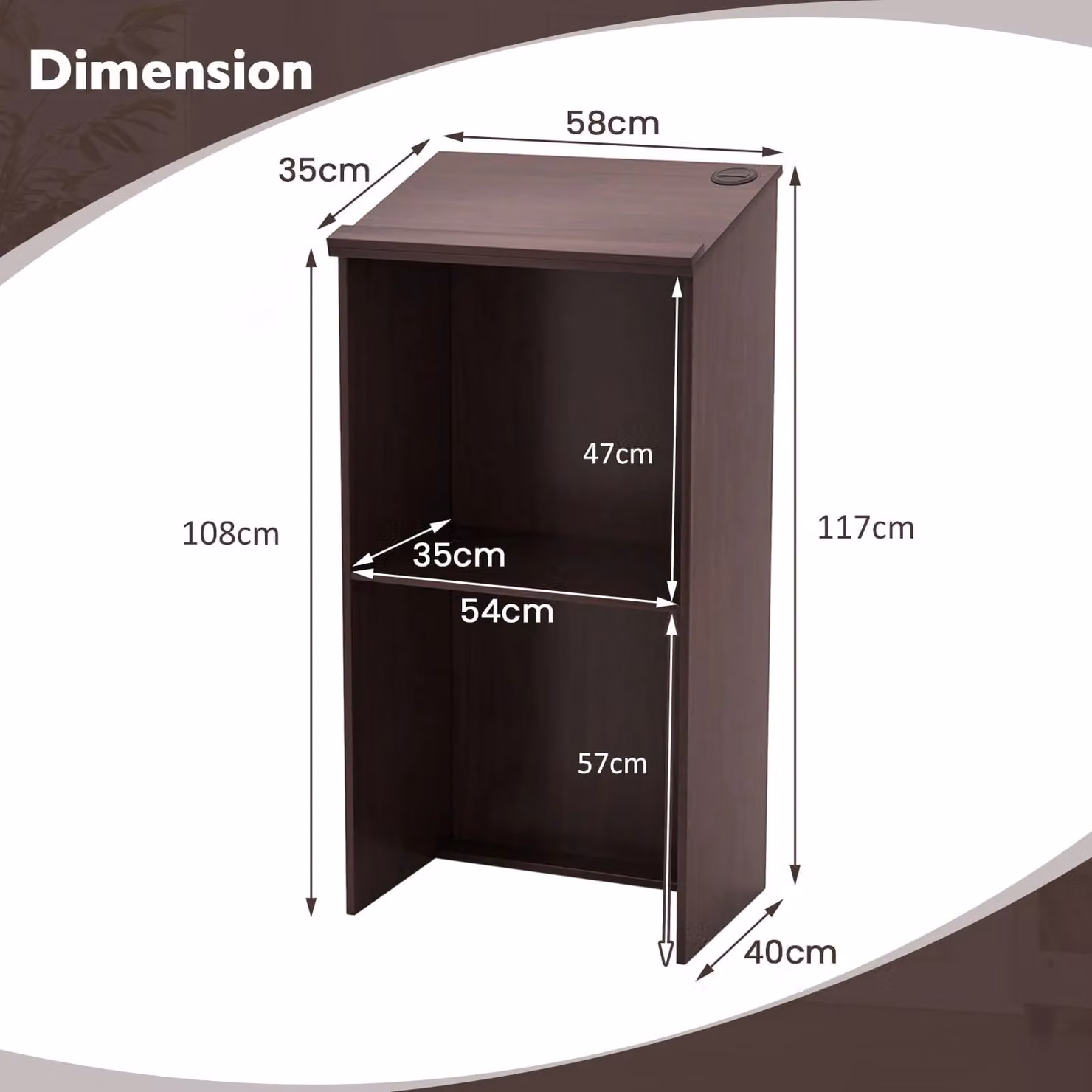 Costway Podium Hostess Stand with Storage Shelf in Brown, Height: 117 cm – 2
