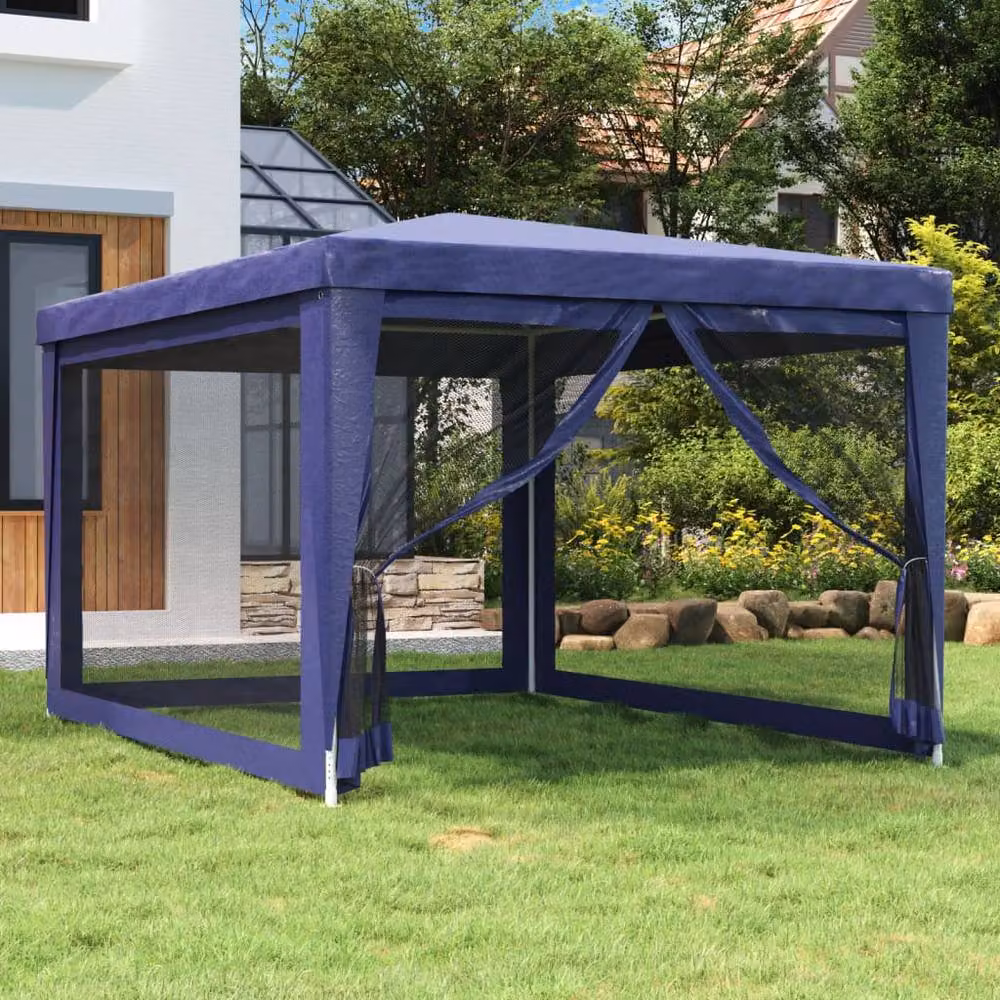 Berkfield Home Party Tent with 4 Mesh Sidewalls, Blue, W: 4 m, D: 3 m – 2