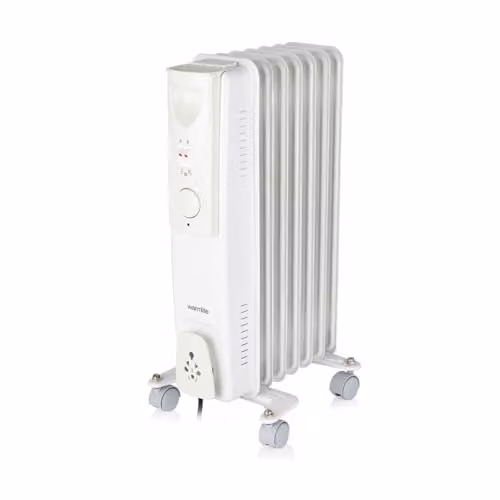 Warmlite 1500W Freestanding Oil Filled Radiator with Thermostat and Overheat Protection, White