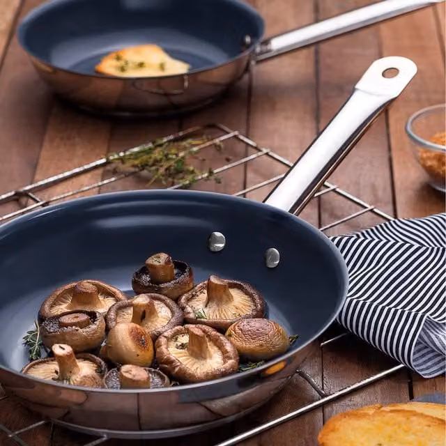 Tramontina Stainless Steel Frying Pan with Ceramic Coating, Grey, Diameter: 30 cm