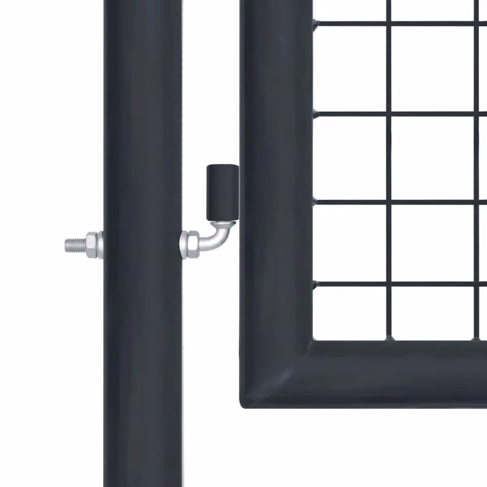 Berkfield Home Grey Galvanised Steel Mesh Single Swing Garden Gate, W: 400 cm, H: 125 cm – 2