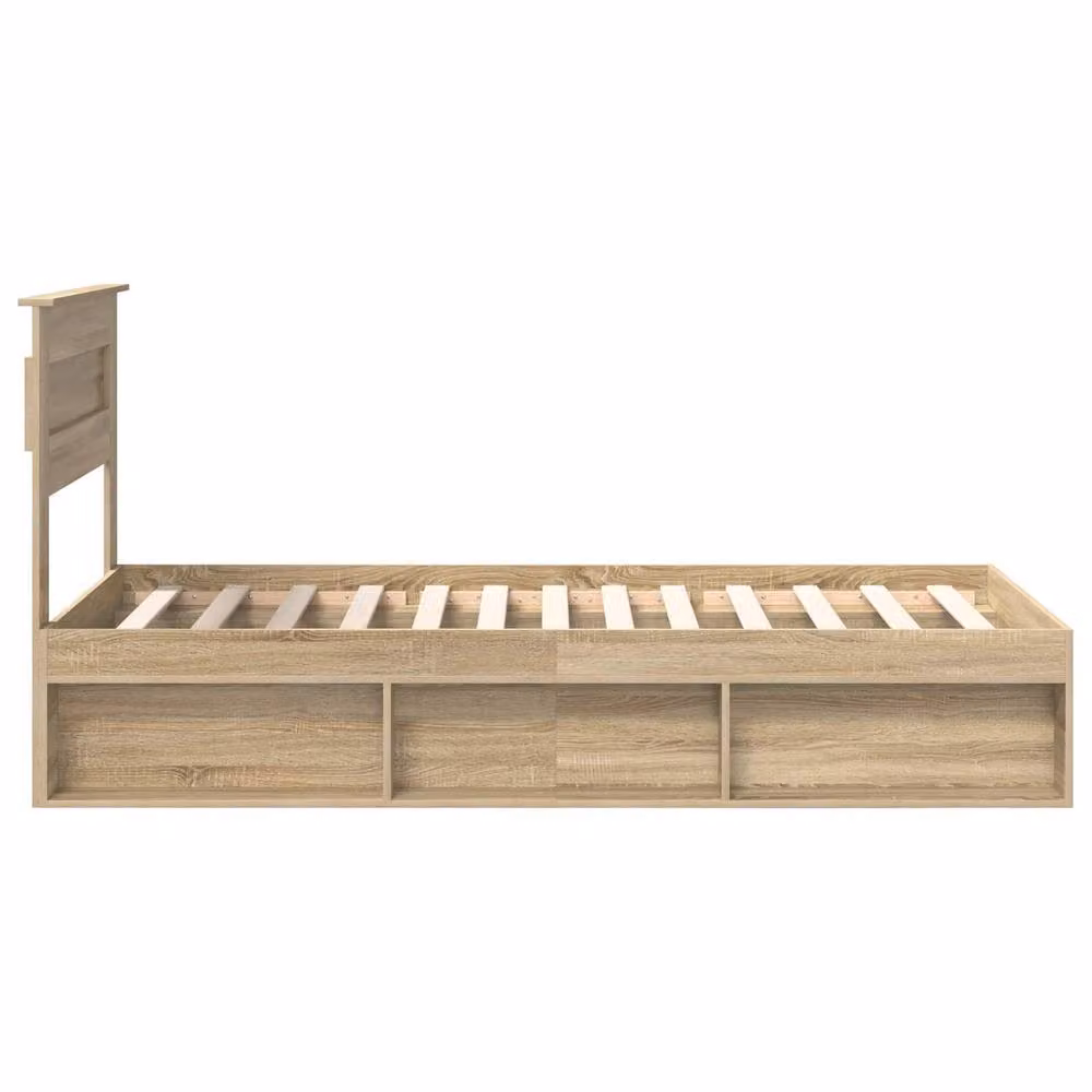 Berkfield Home Sonoma Bed Frame with Headboard in Brown Solid Pine Wood, W: 100 cm, L: 200 cm – 2